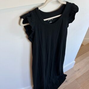 Universal Thread Black Sleeveless Midi Tshirt Dress Ruffle Sleeve Large NWT